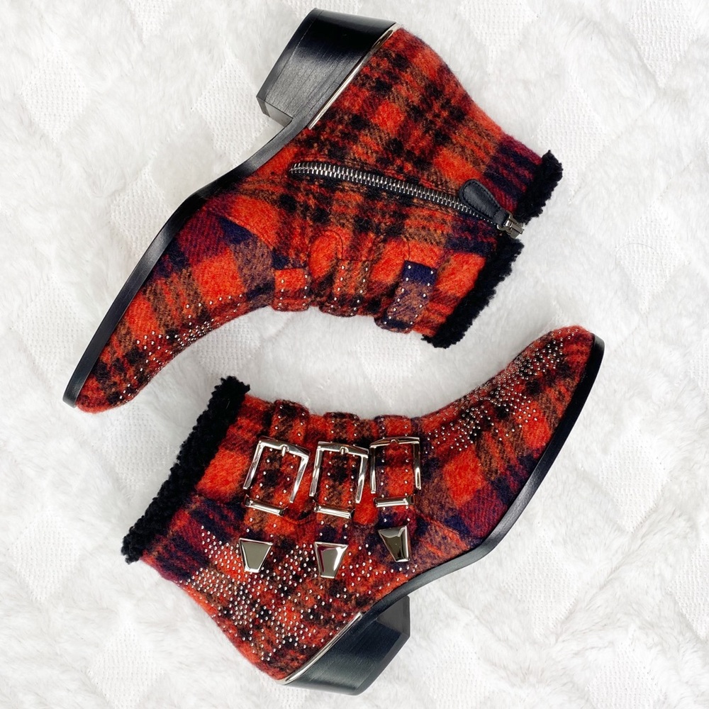 Chloe Susanna plaid boots with shearling lining